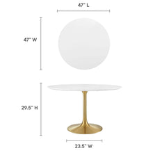 Load image into Gallery viewer, Tulip Round 48&quot; Dining Table White Top Gold Base