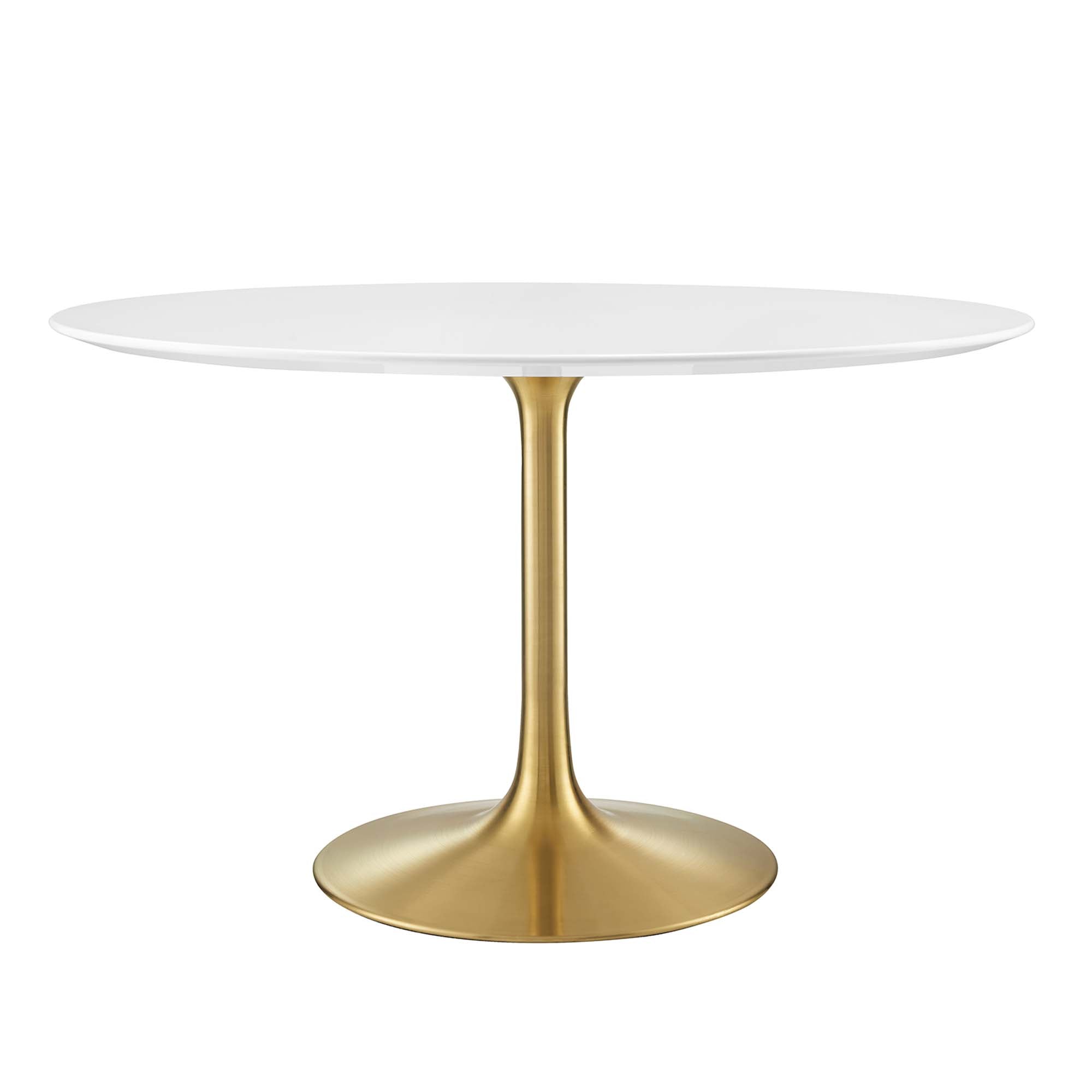 Tulip Round 48" Dining Table White Top Gold Base