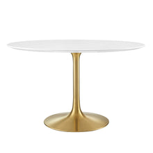 Load image into Gallery viewer, Tulip Round 48&quot; Dining Table White Top Gold Base