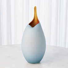 Load image into Gallery viewer, Frosted Blue Vase w/Amber Casing