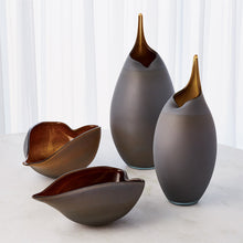 Load image into Gallery viewer, Frosted Grey Vase w/Amber Casing