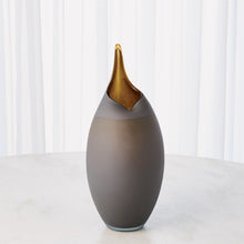 Load image into Gallery viewer, Frosted Grey Vase w/Amber Casing