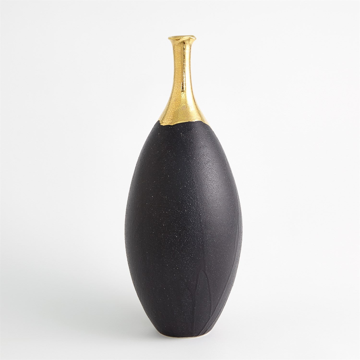 Dipped Golden Crackle/Black Slender Vase