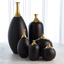 Load image into Gallery viewer, Dipped Golden Crackle/Black Slender Vase