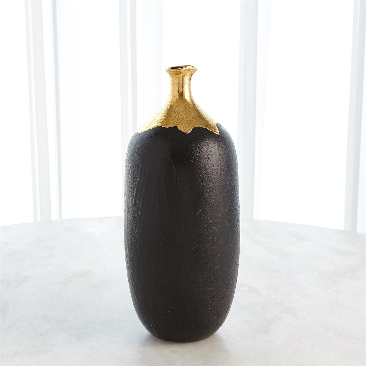 Dipped Golden Crackle/Black Cylinder Vase