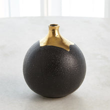 Load image into Gallery viewer, Dipped Golden Crackle/Black Sphere Vase