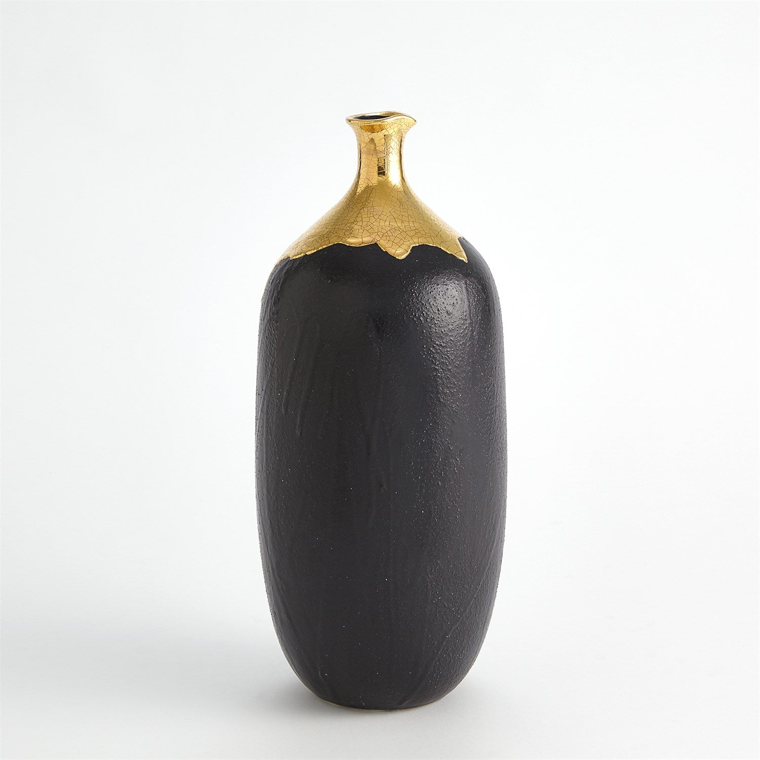 Dipped Golden Crackle/Black Cylinder Vase