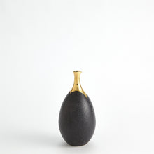 Load image into Gallery viewer, Dipped Golden Crackle/Black Slender Vase