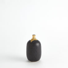 Load image into Gallery viewer, Dipped Golden Crackle/Black Cylinder Vase