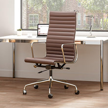 Load image into Gallery viewer, Ribbed Back Office Chair Leather High Back