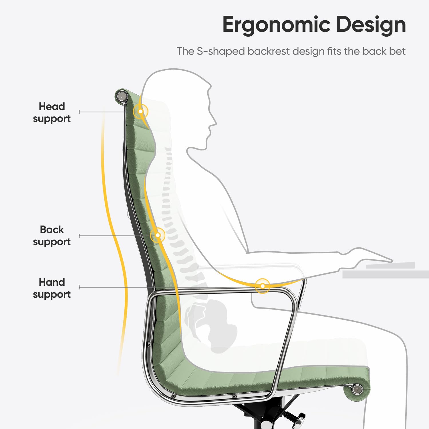 Ribbed Back Office Chair Leather High Back