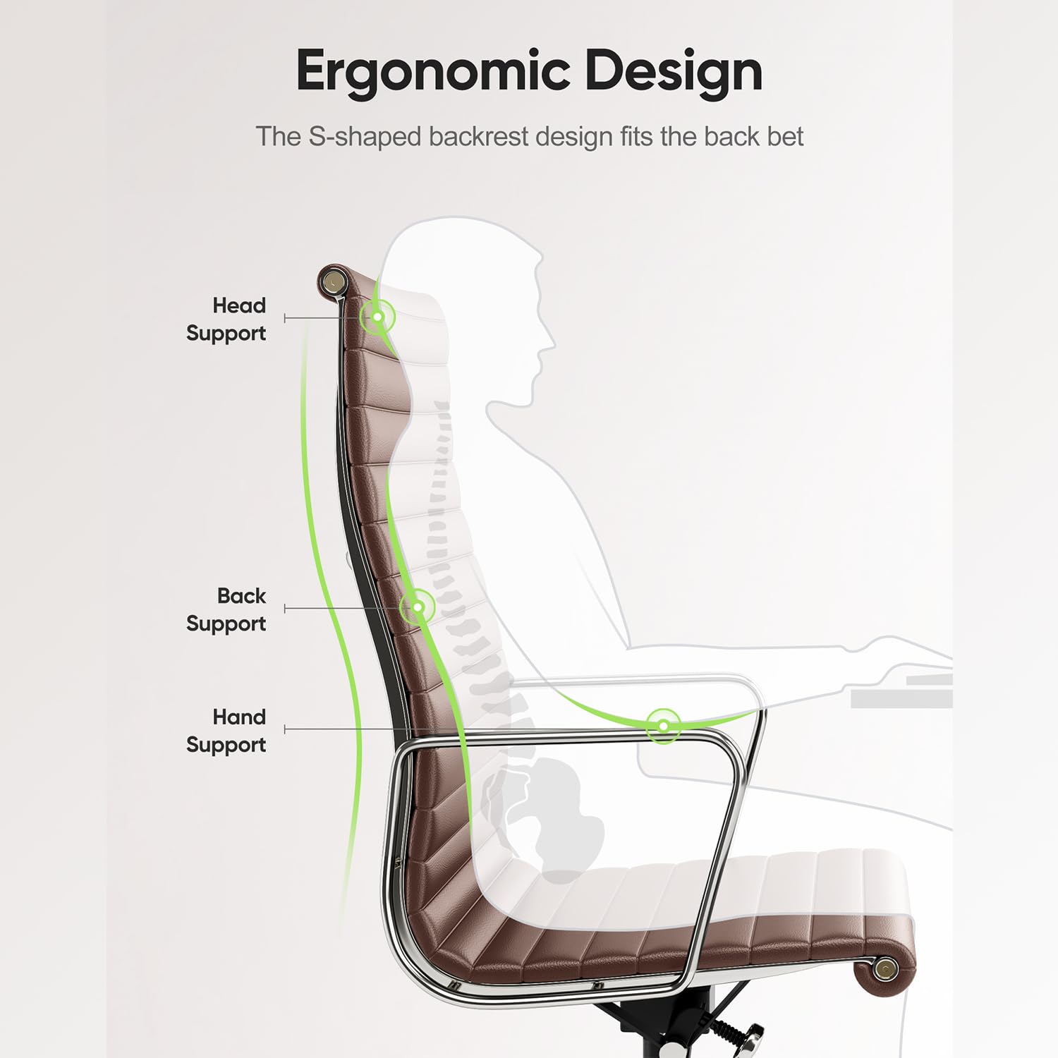 Ribbed Back Office Chair Leather High Back