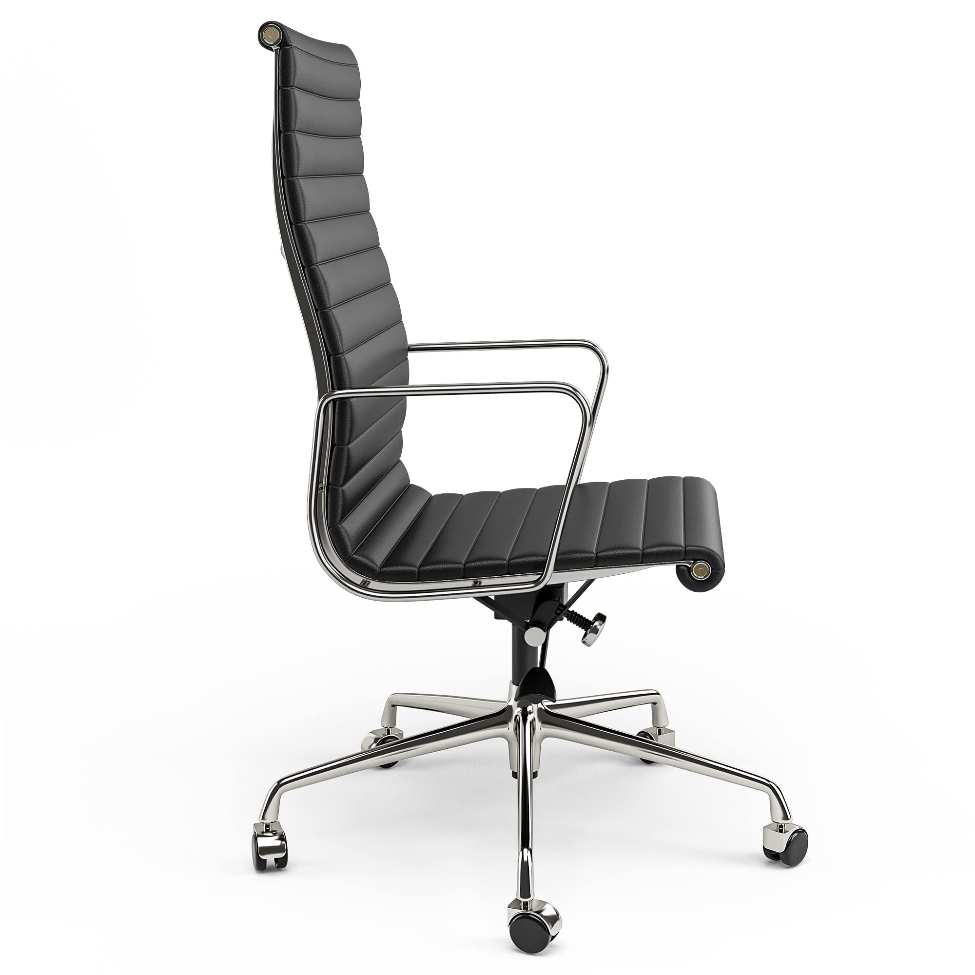 Ribbed Back Office Chair Leather High Back