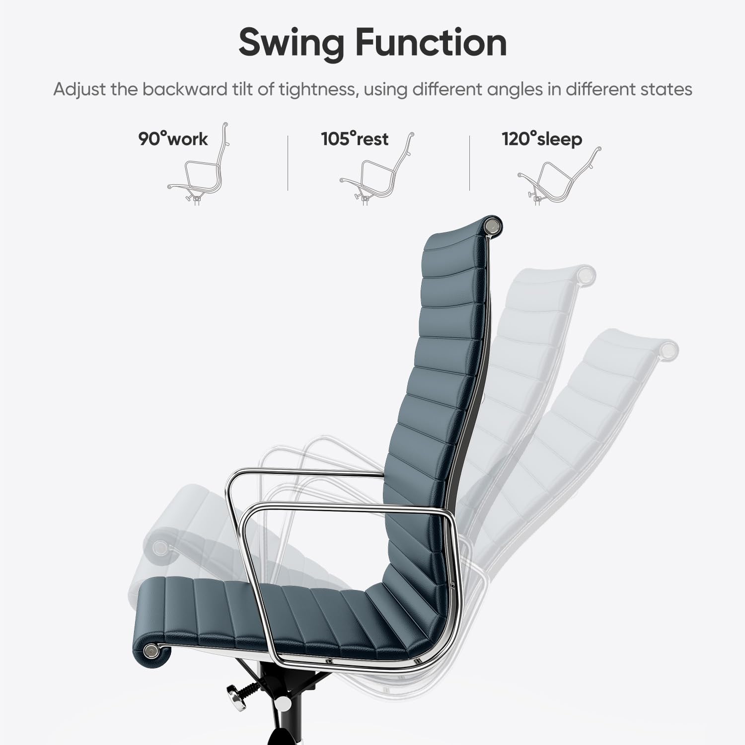 Ribbed Back Office Chair Leather High Back