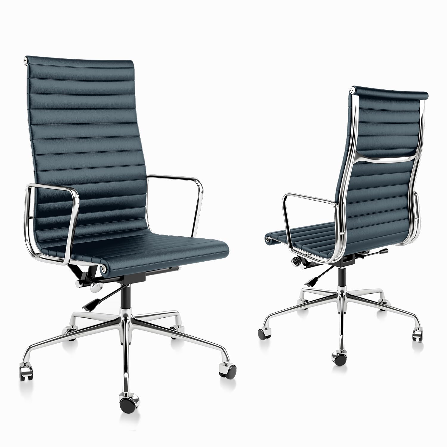 Ribbed Back Office Chair Leather High Back