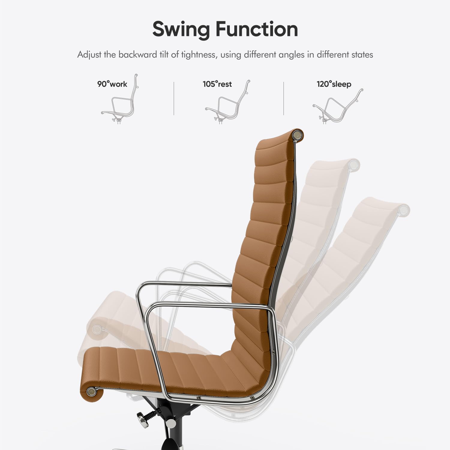 Ribbed Back Office Chair Leather High Back