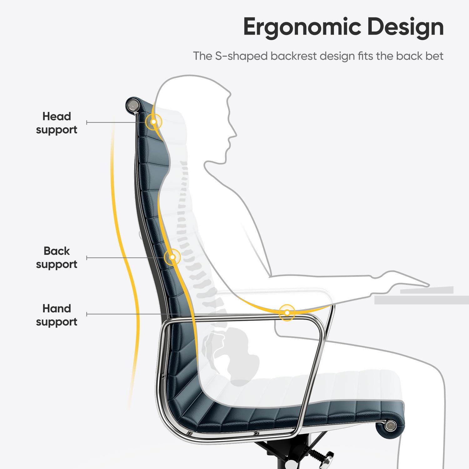 Ribbed Back Office Chair Leather High Back