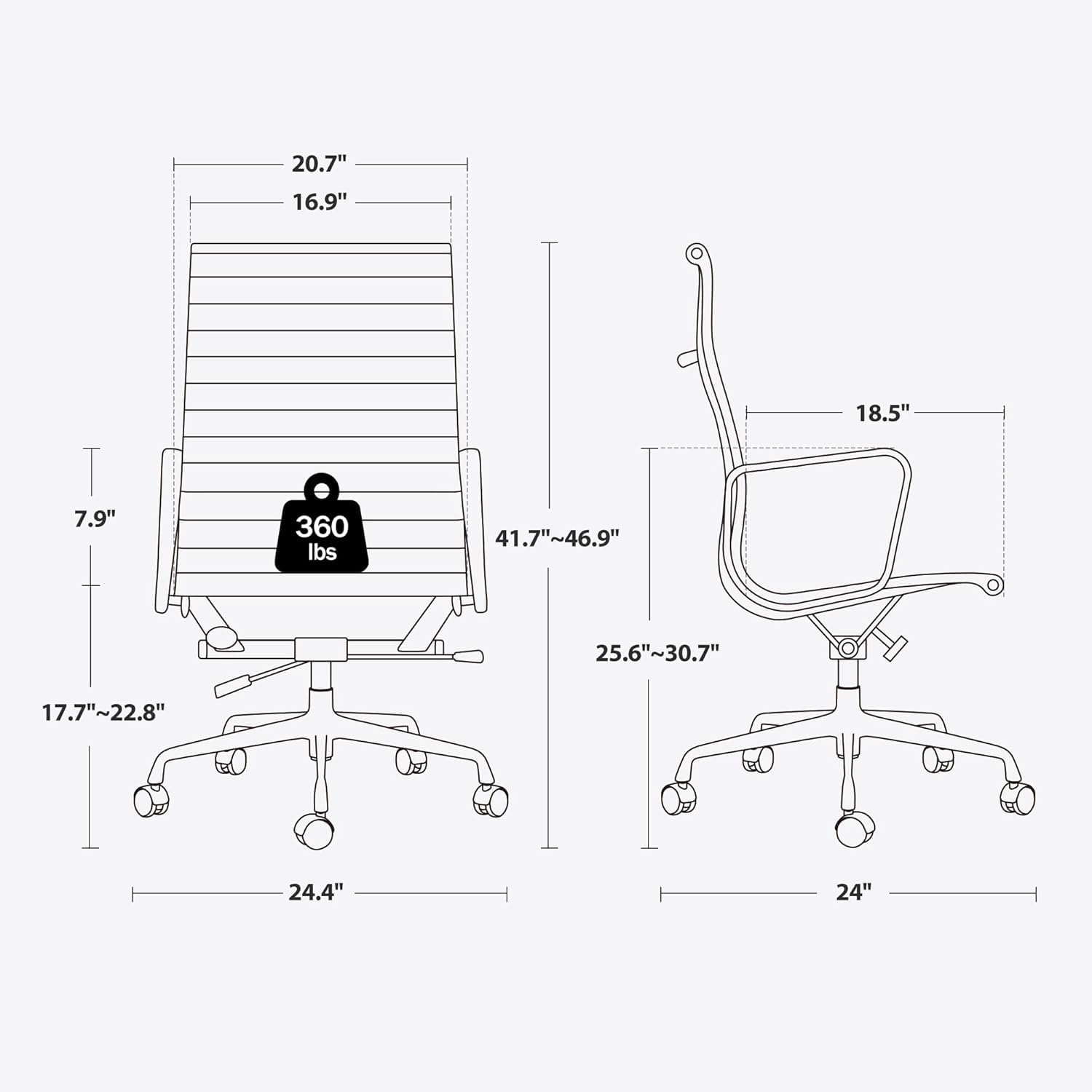 Ribbed Back Office Chair Leather High Back
