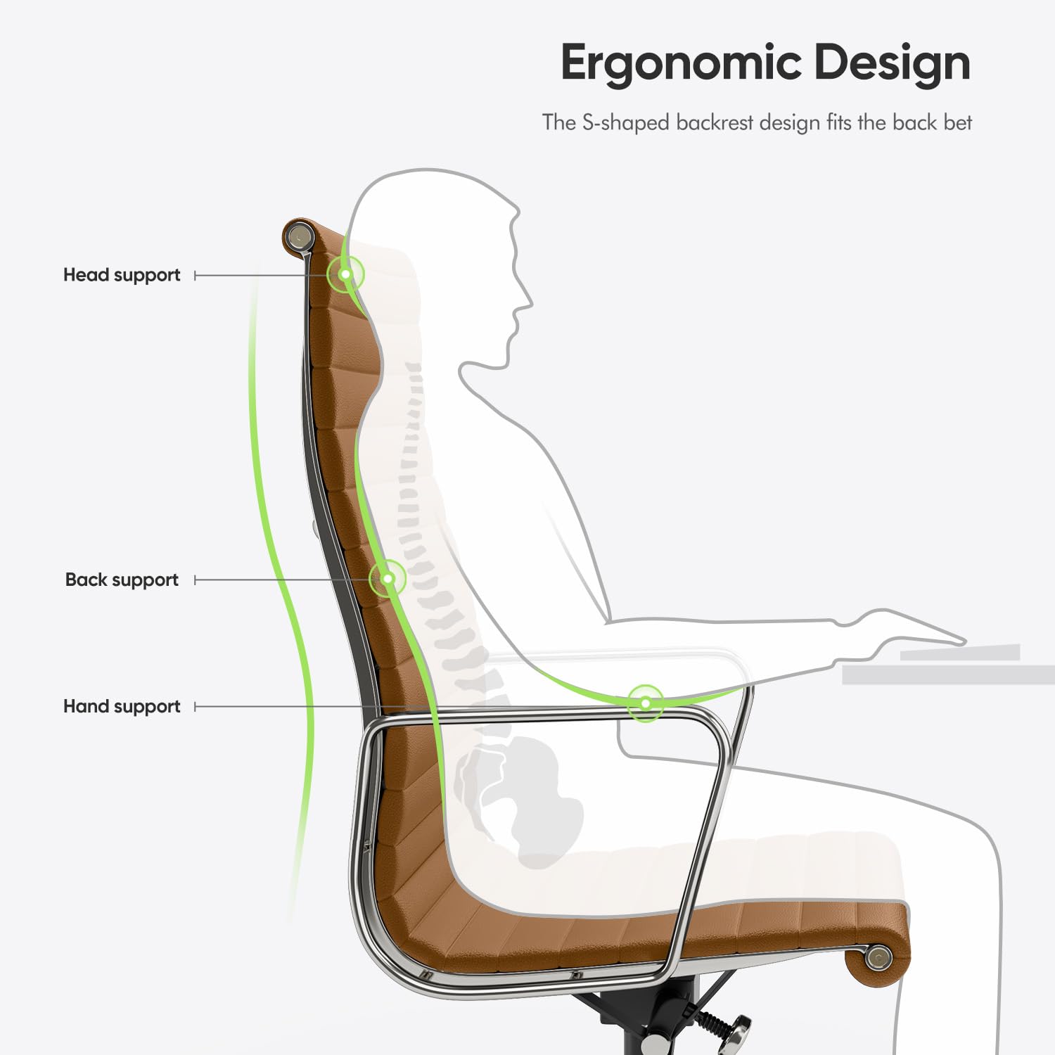 Ribbed Back Office Chair Leather High Back