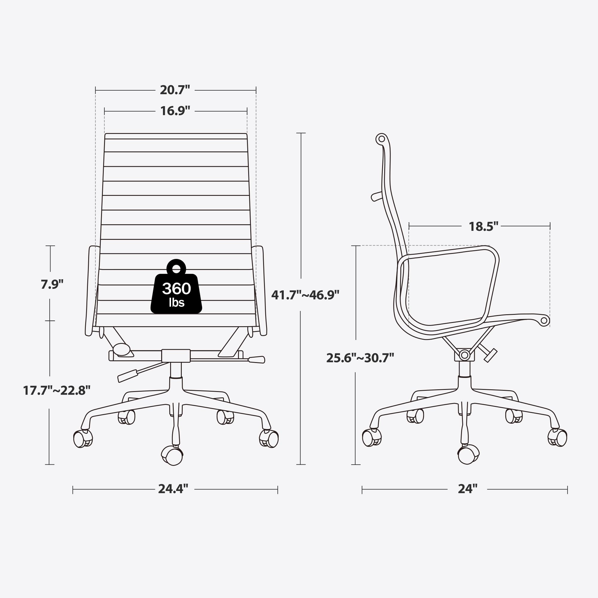 Ribbed Back Office Chair Leather High Back