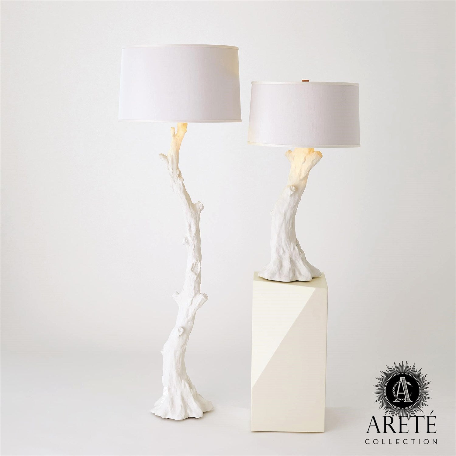 Faux Bois Floor Lamp White