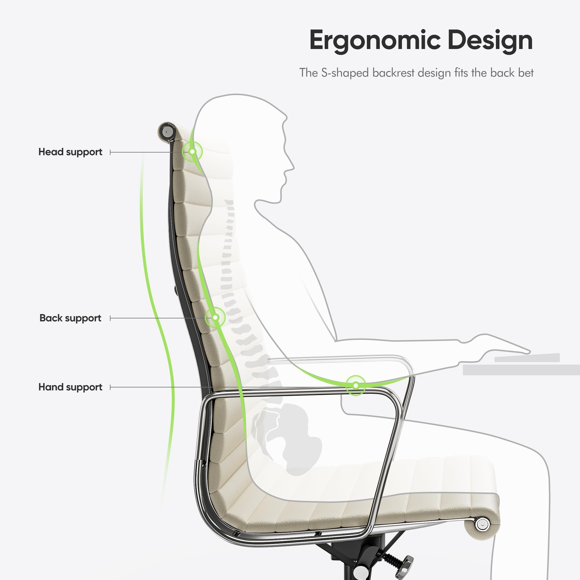 Ribbed Back Office Chair Leather High Back