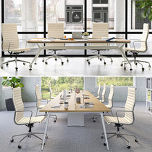 Load image into Gallery viewer, Ribbed Back Office Chair Leather High Back