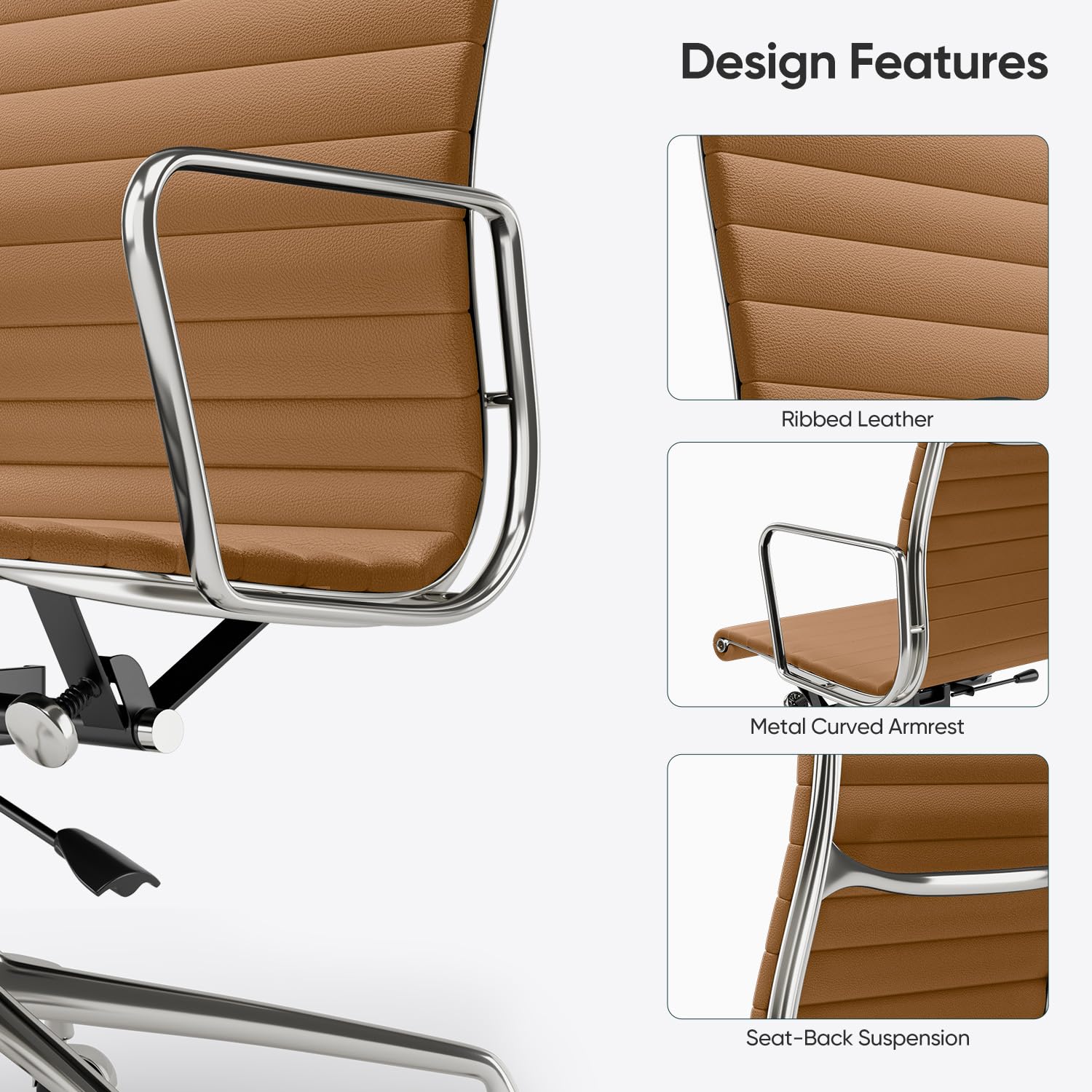 Ribbed Back Office Chair Leather High Back