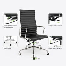 Load image into Gallery viewer, Ribbed Back Office Chair Leather High Back