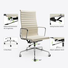 Load image into Gallery viewer, Ribbed Back Office Chair Leather High Back
