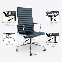 Load image into Gallery viewer, Ribbed Back Office Chair Leather High Back