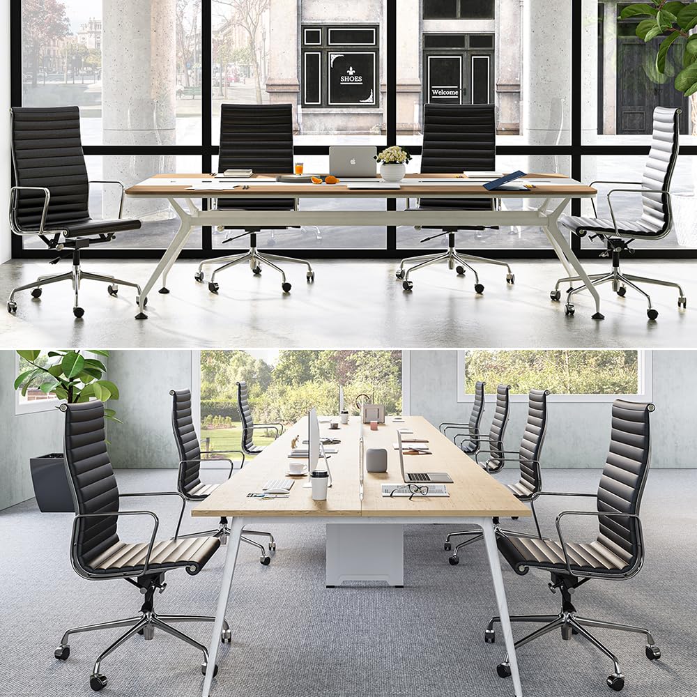 Ribbed Back Office Chair Leather High Back