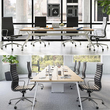 Load image into Gallery viewer, Ribbed Back Office Chair Leather High Back