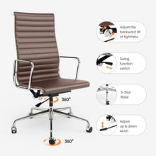 Load image into Gallery viewer, Ribbed Back Office Chair Leather High Back