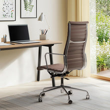 Load image into Gallery viewer, Ribbed Back Office Chair Leather High Back