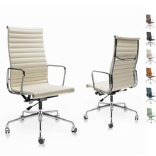 Load image into Gallery viewer, Ribbed Back Office Chair Leather High Back