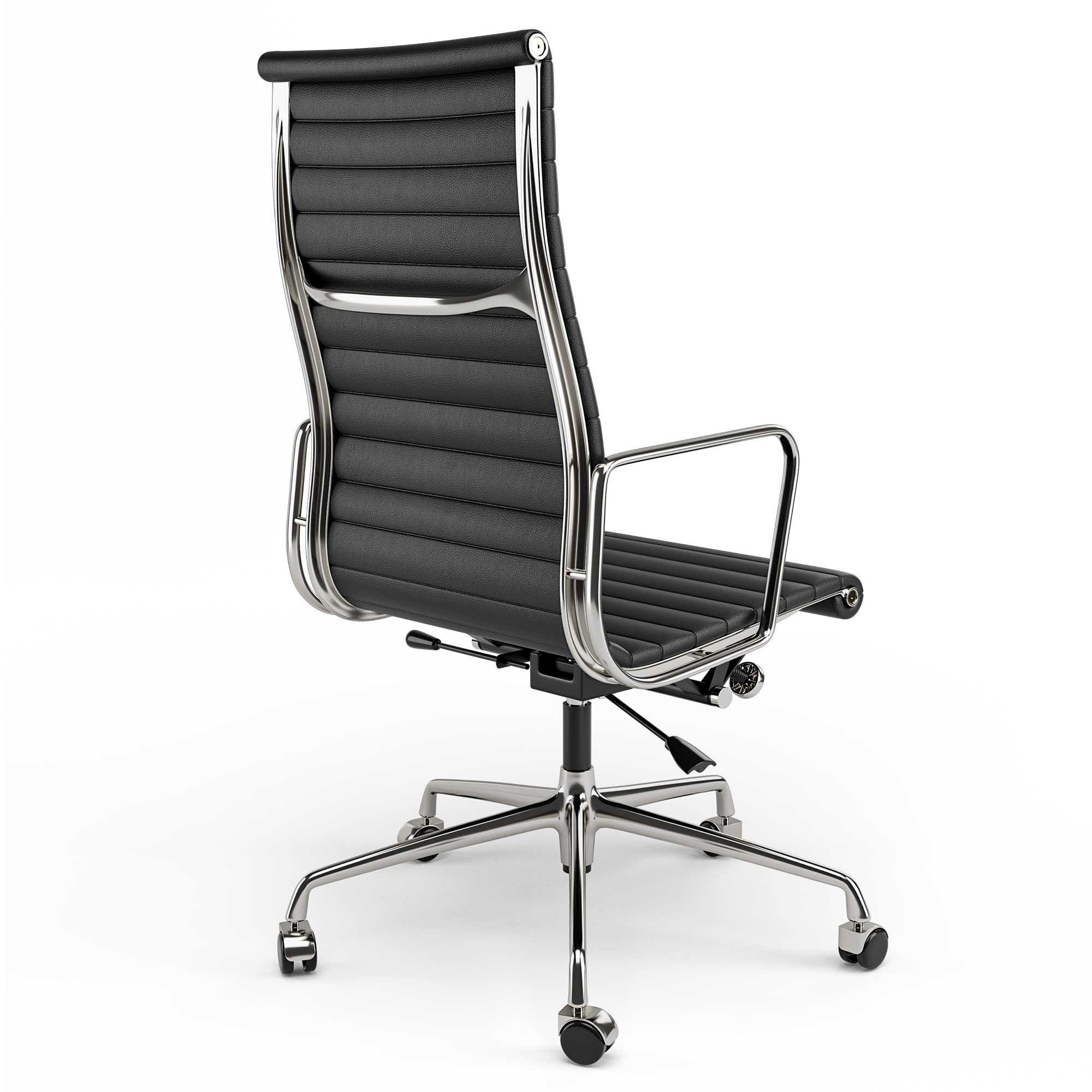 Ribbed Back Office Chair Leather High Back