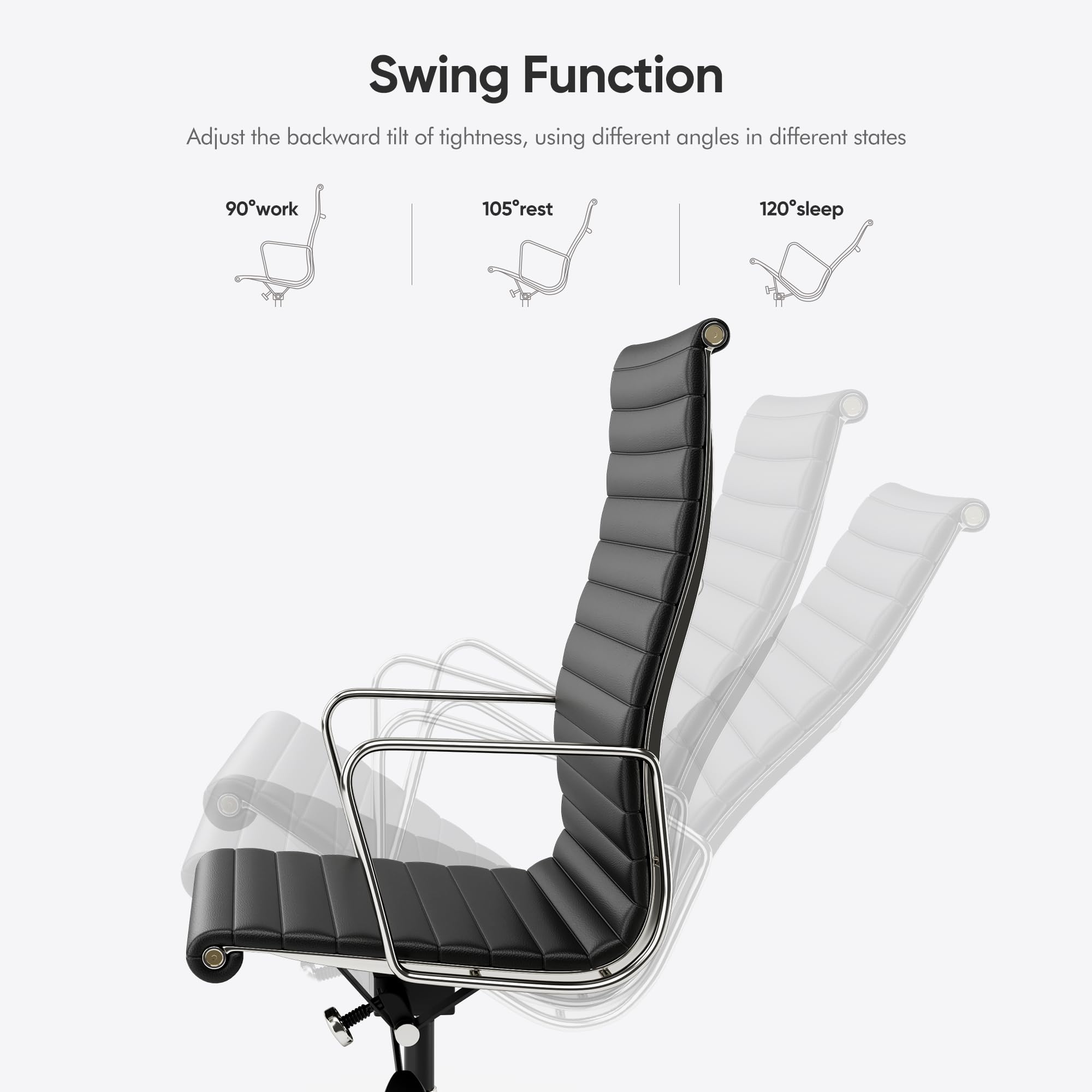 Ribbed Back Office Chair Leather High Back
