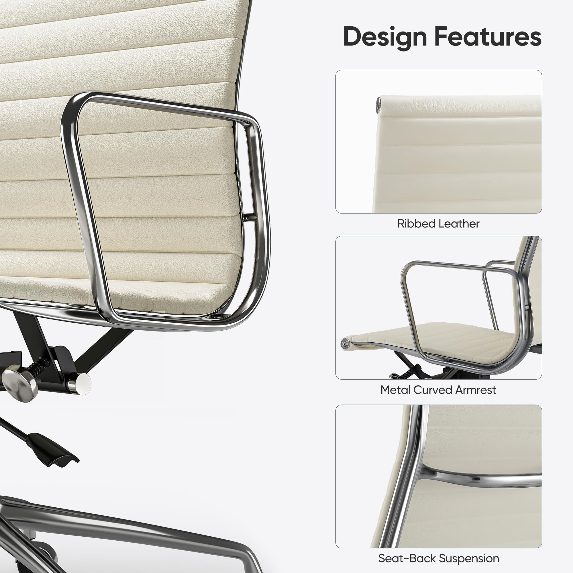 Ribbed Back Office Chair Leather High Back