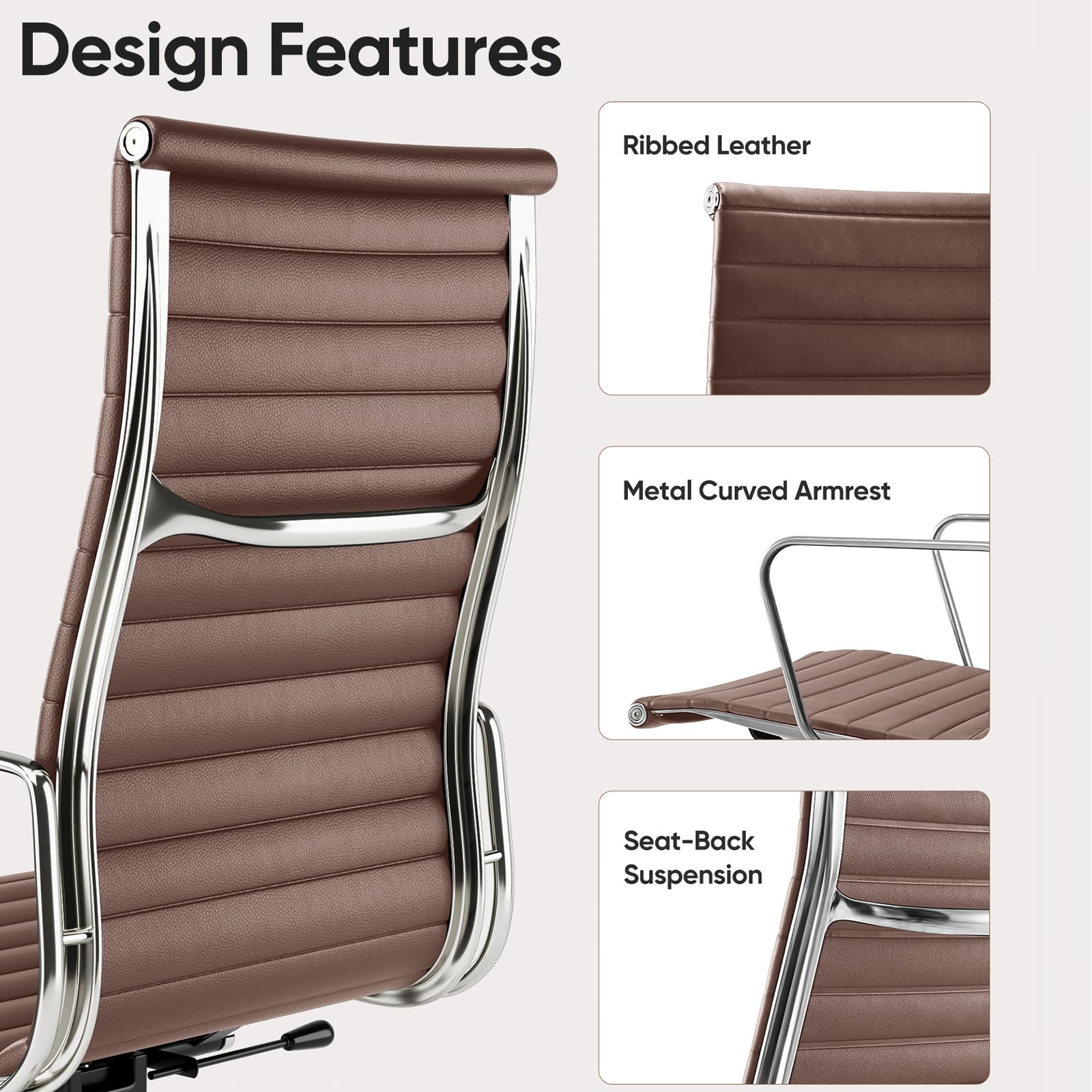 Ribbed Back Office Chair Leather High Back