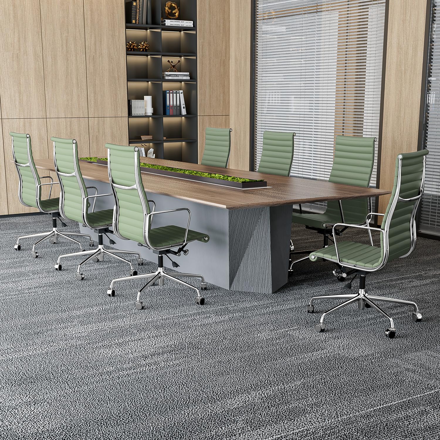 Ribbed Back Office Chair Leather High Back