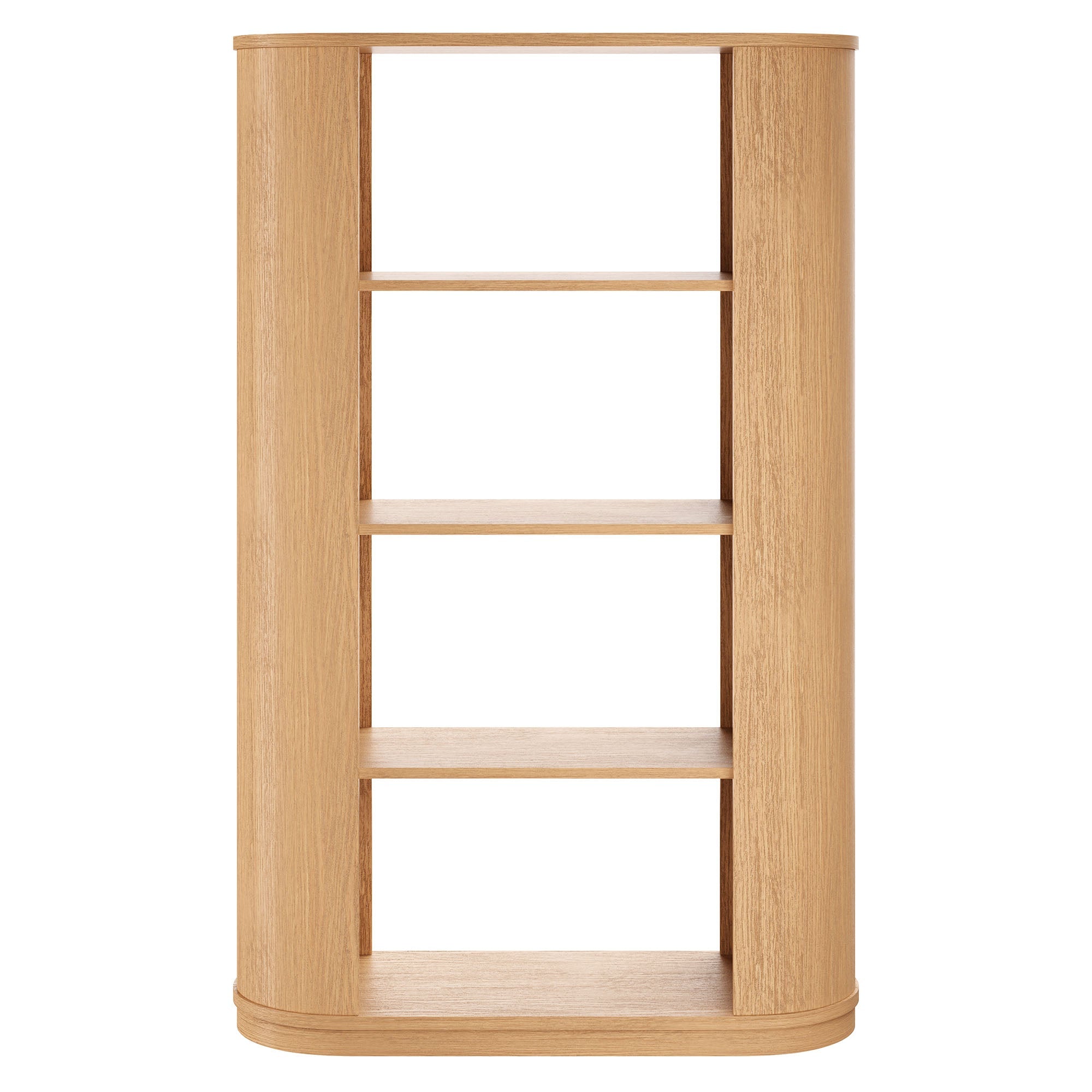 Ann 74 Inch Curved 4 Tier Bookshelf in Natural