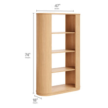 Load image into Gallery viewer, Ann 74 Inch Curved 4 Tier Bookshelf in Natural