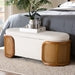 Load image into Gallery viewer, Basel Cream Boucle Fabric Storage Bench with Woven Rattan