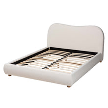 Load image into Gallery viewer, Basel Cream Boucle and Oak Brown Finished Wood Queen Size Platform Bed