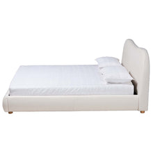 Load image into Gallery viewer, Basel Cream Boucle and Oak Brown Finished Wood Queen Size Platform Bed