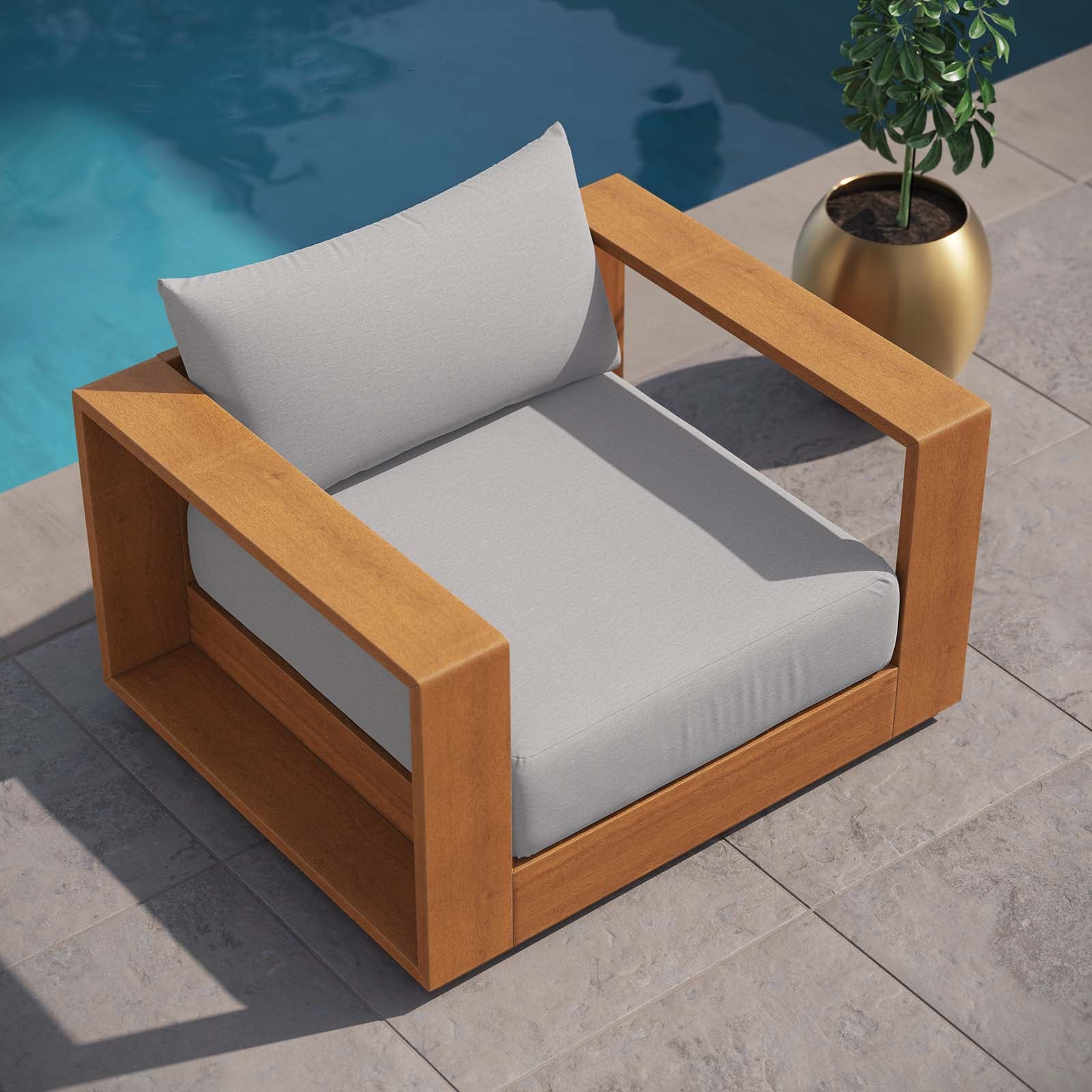 Brentwood Outdoor Patio Acacia Wood Armchair