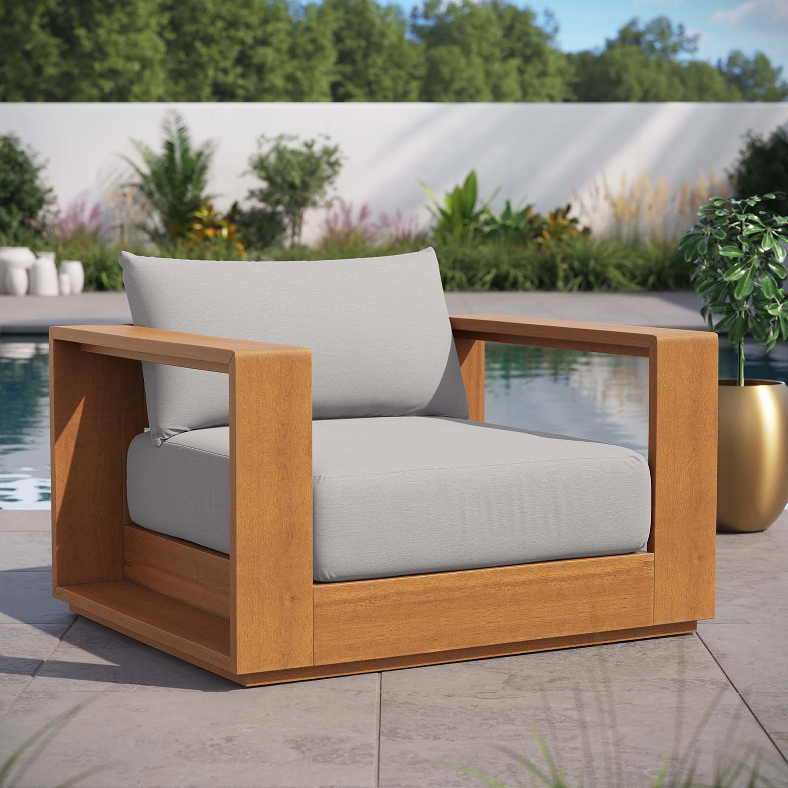 Brentwood Outdoor Patio Acacia Wood Armchair