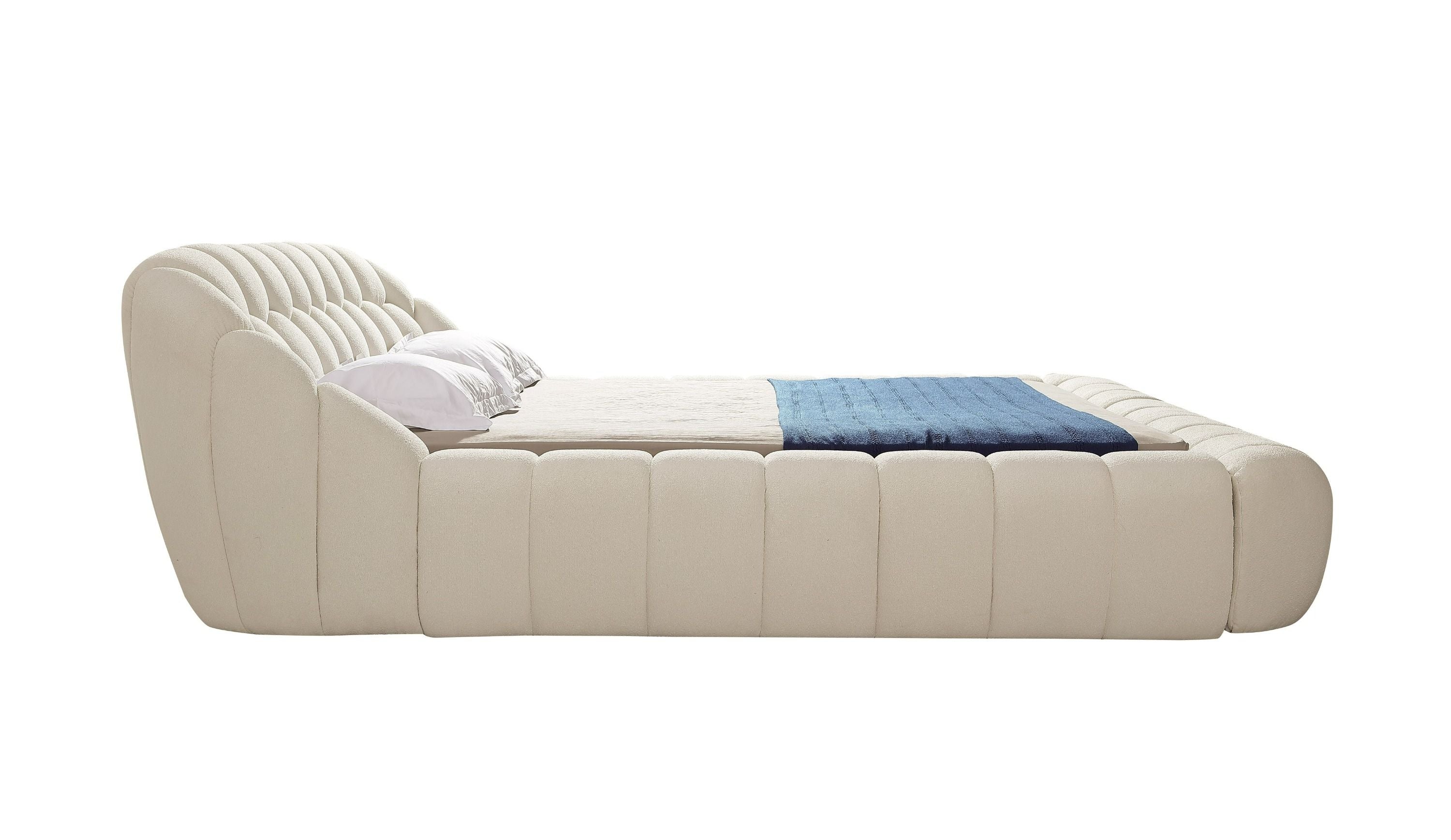 Curvy Bubble Modern Off-White Fabric Bed