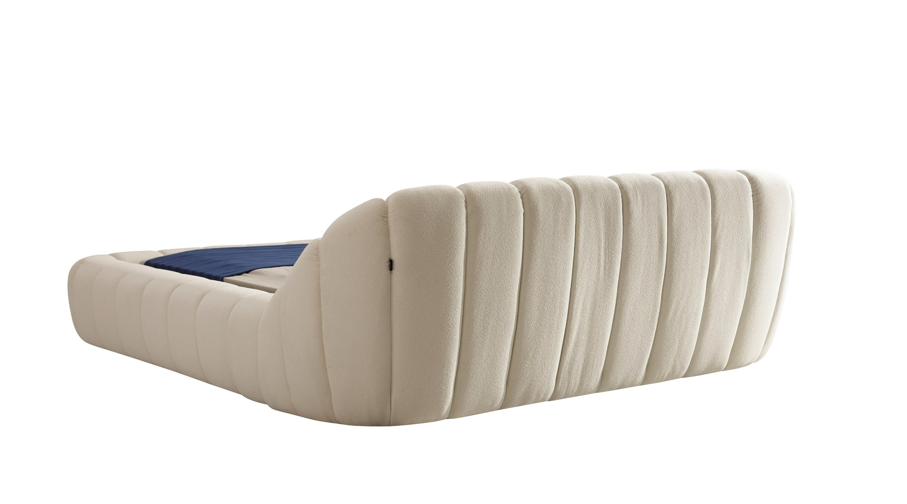 Curvy Bubble Modern Off-White Fabric Bed